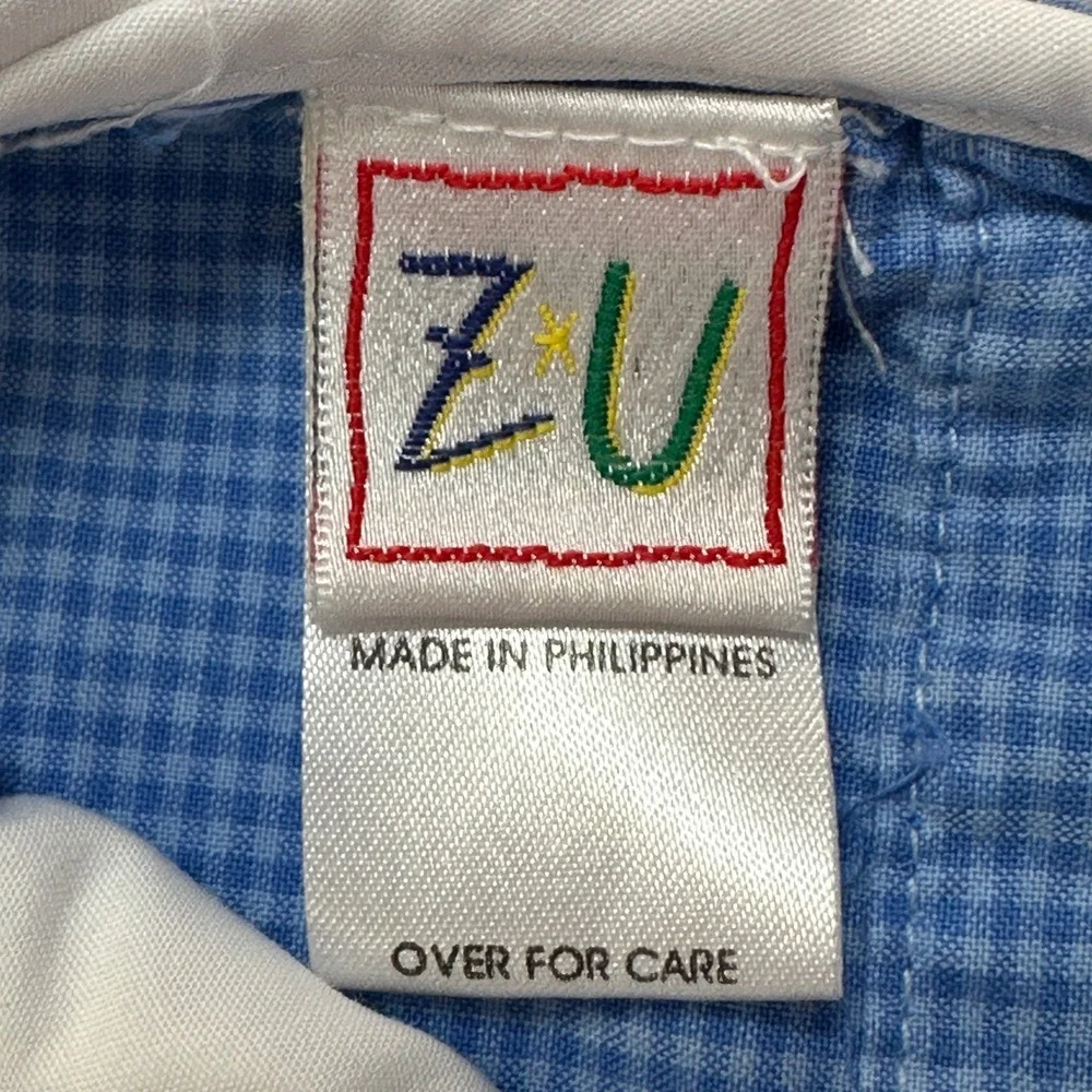 ZU Cupcake Applique Gingham Overalls Romper with Long‎ Sleeve Shirt 6 Mos